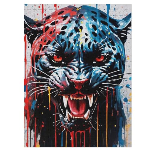 Leopard Puzzle 500 Teile, Holzpuzzle Für Erwachsene Kinder, Impossible Puzzles, Geschicklichkeitsspiel Für Die Ganze Familie 55×41cm von LTTTT