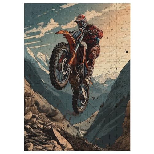 Motocross Puzzle Für Erwachsene,300-teiliges Puzzles, Für Erwachsene Und Kinder,Holzpuzzle,Lernspielzeug, 42×30cm von LTTTT