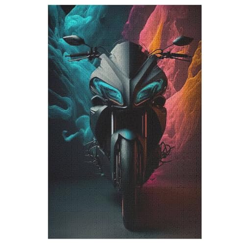 Motorrad Holzpuzzle Für Erwachsene Teenager Stress Abbauen Familien-Puzzlespiel Poster 1000-teiliges Puzzle Kinder Lernspiel 78×53cm von LTTTT