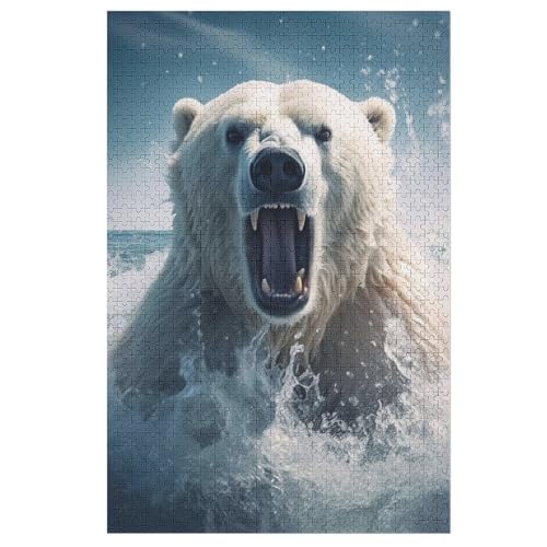 Polar Bär Puzzle 1000 Teile, Holzpuzzle Herausforderndes Geschicklichkeitsspiel, Kinder Erwachsenenpuzzle Ab 12 Jahren 78×53cm von LTTTT