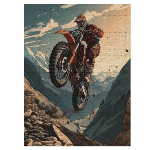 Puzzles Für Erwachsene Und Kinder, Motocross -Puzzle, 500 Teile, Kreative Holzpuzzles,Für Erwaschsene, Geschenke 55×41cm von LTTTT