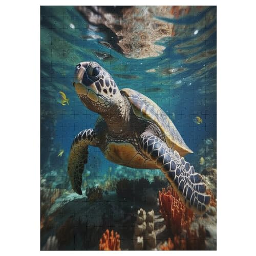 Schildkröte 300 Teile Premium-Puzzles Für Erwachsene Kinder- Holzpuzzles Spaß Und Lernspiele - Perfekte Puzzle-Geschenke 42×30cm von LTTTT