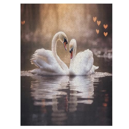 Schwan Puzzle Für Erwachsene 500 Teile Premium Recyceltes Brett Zum Lernen, Lernspielzeug, Familienspiele Kinder Holzpuzzle 55×41cm von LTTTT