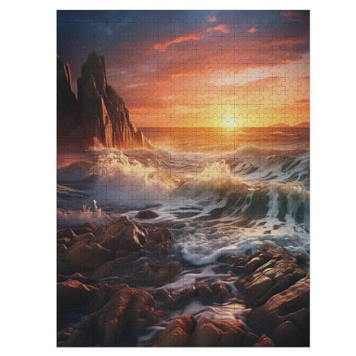 Sonnenuntergang Holzpuzzle Erwachsene - 500 Teiliges Jigsaw Knobelspiel - Puzzle Für Erwachsene & Kinder - Outdoor & Reisespielzeug 55×41cm von LTTTT