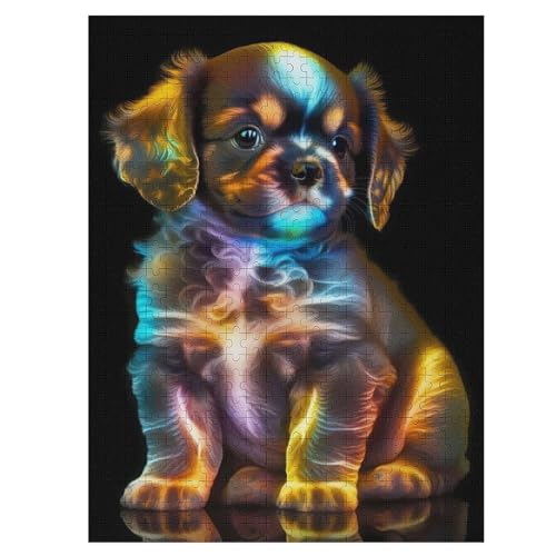 Süßer Hund Puzzle Für Erwachsene 500 Teile Premium Recyceltes Brett Zum Lernen, Lernspielzeug, Familienspiele Kinder Holzpuzzle 55×41cm von LTTTT