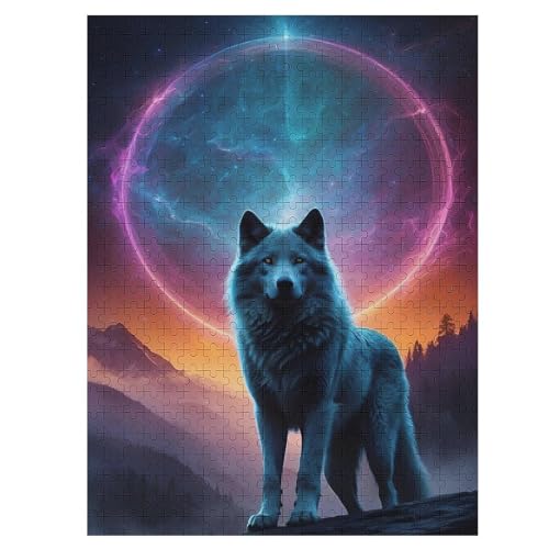 Wolf Puzzle 500 Teile, Holzpuzzle Herausforderndes Geschicklichkeitsspiel Für Die Ganze Familie, Kinder Erwachsenenpuzzle Ab 12 Jahren 55×41cm von LTTTT