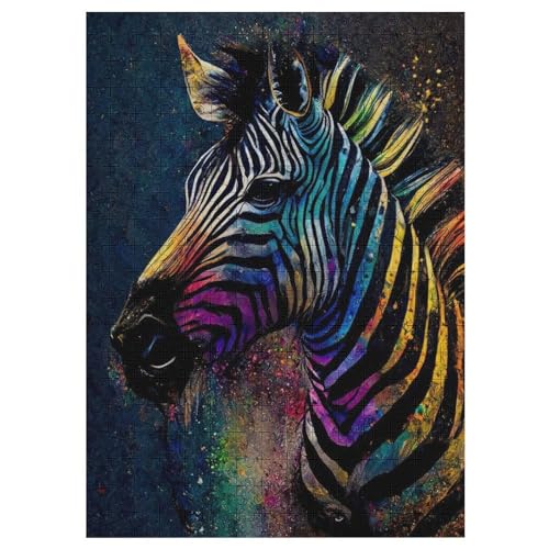 Zebra 300 Teile Premium-Puzzles Für Erwachsene Kinder- Holzpuzzles Spaß Und Lernspiele - Perfekte Puzzle-Geschenke 42×30cm von LTTTT