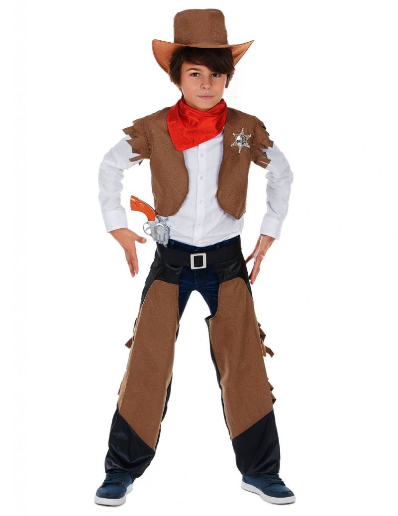 Cowboy Kinder-Kostüm braun-schwarz von KARNEVAL-MEGASTORE