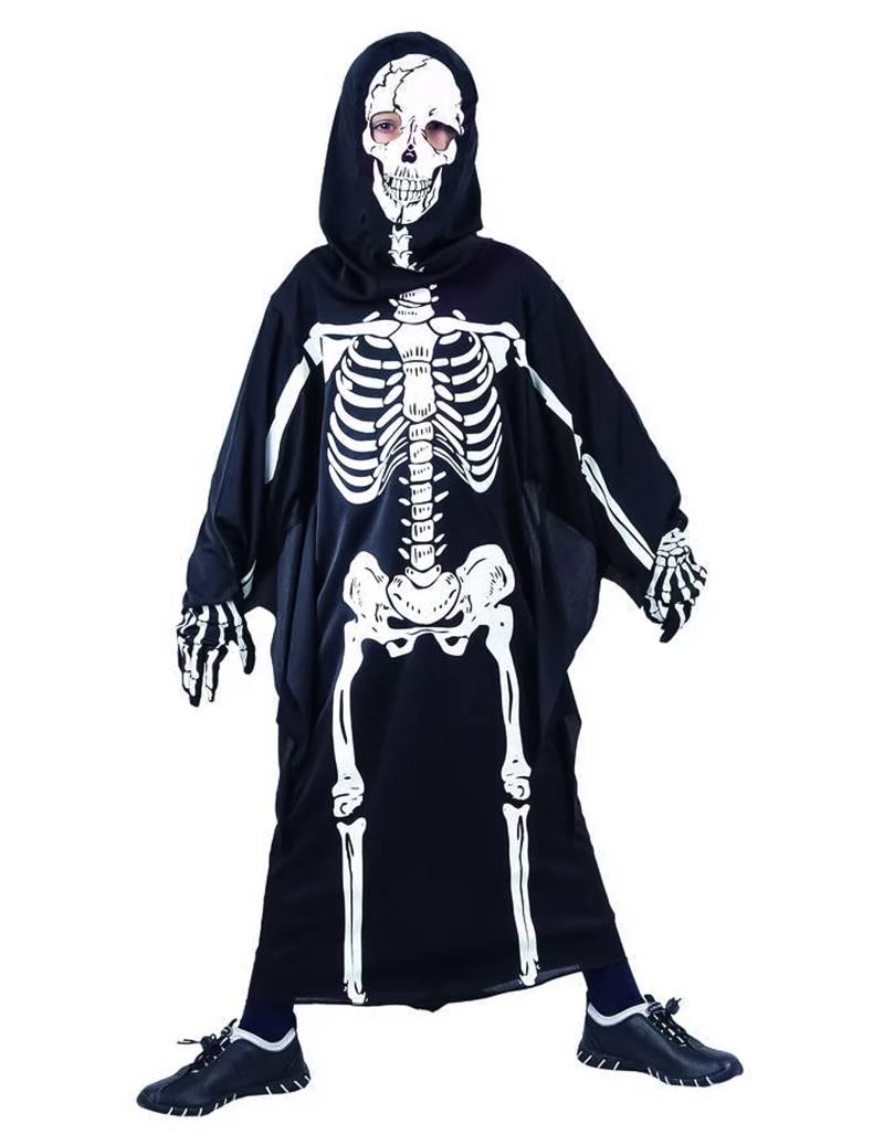 Halloween-Skelett Kinderkostüm Tod schwarz-weiss von KARNEVAL-MEGASTORE