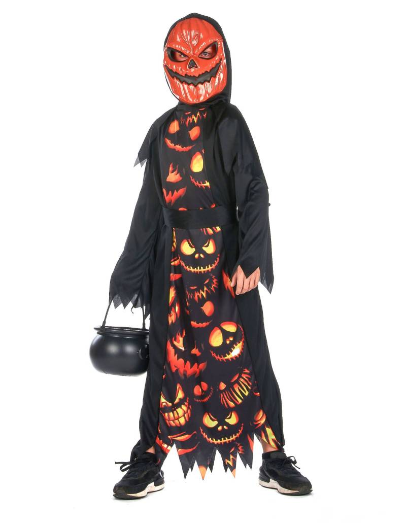 Kürbiskostüm für Kinder Halloweenkostüm schwarz-orange von KARNEVAL-MEGASTORE