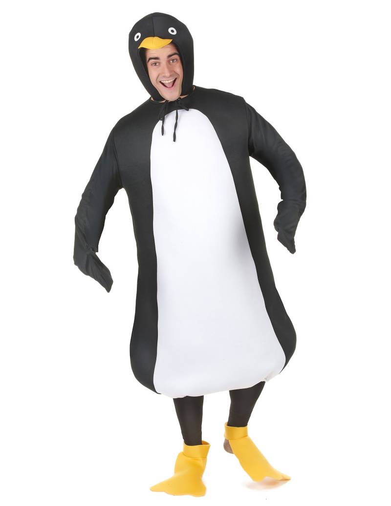 Lustiger Pinguin Unisex-Kostüm schwarz-weiss-gelb von KARNEVAL-MEGASTORE