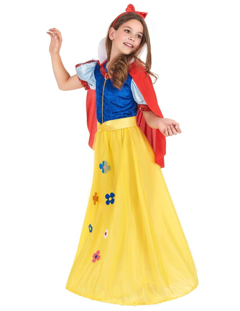 Märchen-Prinzessin Kinderkostüm Königin blau-gelb-rot von KARNEVAL-MEGASTORE