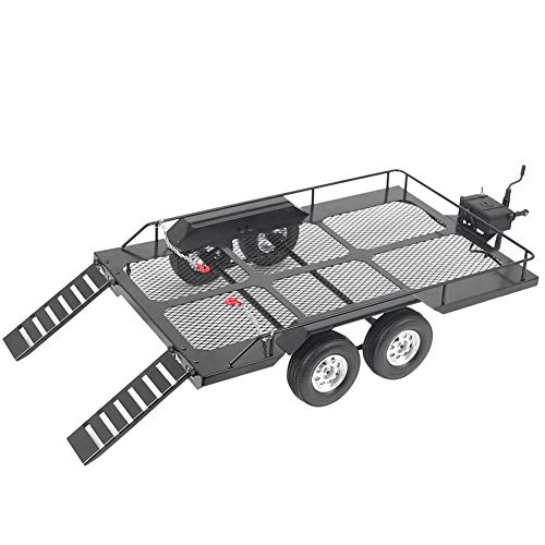 LUCKDANO Metall-Anhängerzubehör mit Hoher Kapazität und Vier Anti-Rutsch-Reifen für D90 D110 1/10 RC-Auto, Einfache Installation, Cooles Design, Simulationsform von LUCKDANO