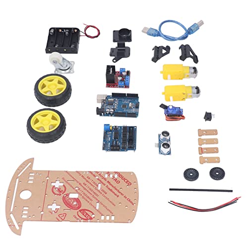 LUCKDANO Smart-Car-Chassis-Kit mit Einfacher Mechanischer Struktur, Einfache Installation, Integriertes System für Geschwindigkeit, Entfernung, Geschlossener Regelkreis, 4 Batteriefächer, von LUCKDANO