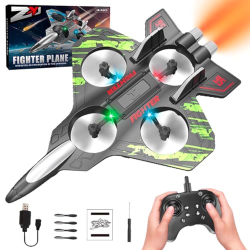 2025 New Christmas Remote Control Helicopter, Weihnachten Fernbedienung Hubschrauber, RC Flugzeug, 2.4G Hz Ferngesteuertes Flugzeug Stunt Fighter mit 360° Flip und Lichtern (Grün) von LUCKKY