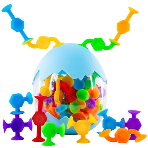 38 Stück Colorful Silicone Suction Cup Toy, Saugnapf Spielzeug Kinder, Montessori Spielzeug Silikon Badespielzeug Baby Sensorisches Sauger Spielzeug, Stressabbau Silikon Bausteine Spielzeug von LUCKKY