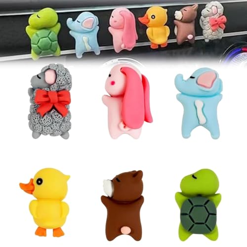 6 Stück Mini Animal Dolls Decoration Set, Mini-Tierpuppen Dekorationsset, Kleine Tierfiguren für Kinder, Niedliche Autodekoration, Mini kawaii Tiermodell Ornament für Desktop Auto Party Dekoration von LUCKKY