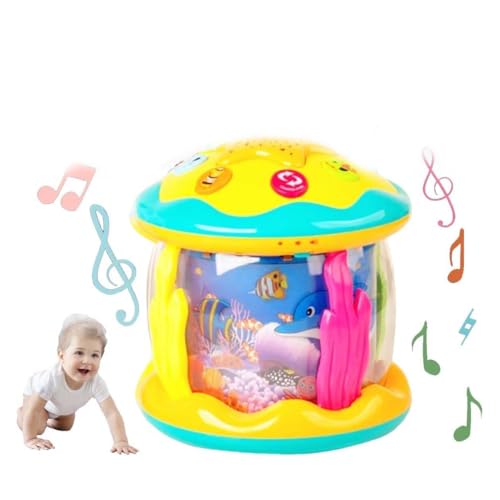 Baby Musical Learning Toys, Baby-Musik-Lernspielzeug, Drehender Projektor Kinderspielzeug mit Licht & Musik, Sensory Tummy Time Light up Spielzeug, Sensorik Krabbelspielzeug für Babys (A) von LUCKKY