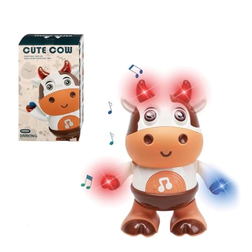 BoogieCow Light up Dancing Cow for Active Fun, Elektrische Kuh Spielzeug, Tanzende Kuh Spielzeug, Niedliche Baby-Kuh-Musikspielzeuge, Interaktive Musik Kuh Krabbelspielzeug mit Licht für Kinder von LUCKKY