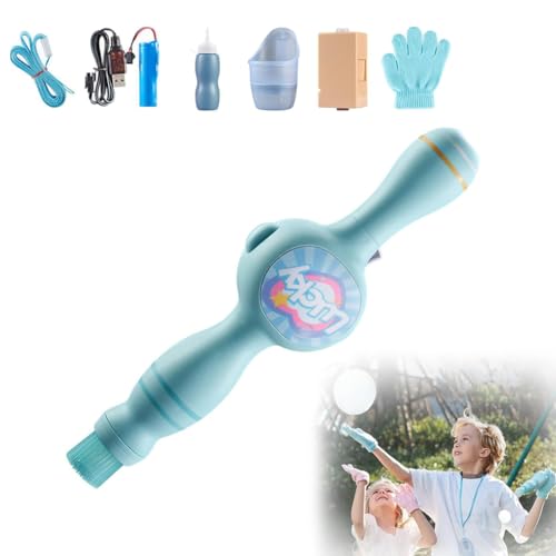 Bubble Machine with Music and Lights, Seifenblasenmaschine für Kinder, Zauberstab Seifenblasenmaschine mit Musik & Licht, Wiederaufladbar Outdoor Lustiges Seifenblasenspielzeug (Blau) von LUCKKY