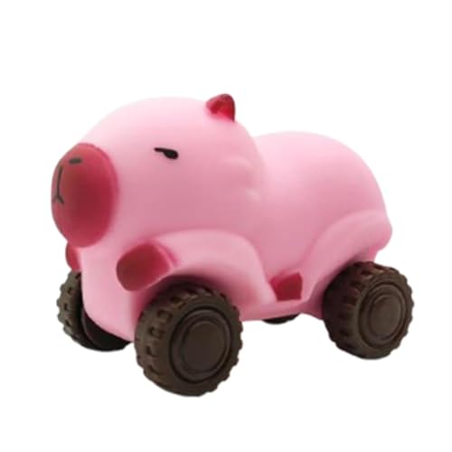 Capybara Car, Capybara Auto, Capybara Quetschspielzeug, Capybara Stressspielzeug mit Rädern, Süßes Capybara Anti-Stress Spielzeug, Ultraweich Stressabbau Sensorspielzeug (Rosa) von LUCKKY