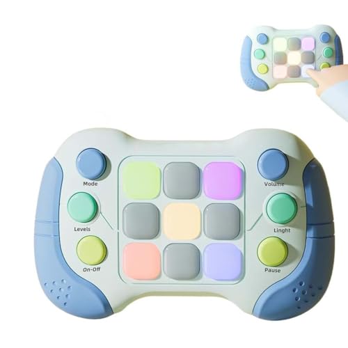 Fast Press Push Game Fidget Toys Handle, Upgraded Flashing Quick Press Games für Kinder, Handheld-Spielekonsole, pädagogische Handheld-Konsole Gamepad Spielzeug für Jungen, Mädchen, Teens (Blau) von LUCKKY