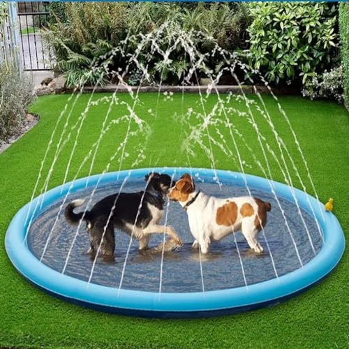 Fidofaves Splash Pad, Fidofaves Splash Pool, Fidofaves Hunde-Pool, Sprinkler Wasser Spielmatte, Hunde Spritz Wasserspiel Matte, Sommer Garten Wasserspielzeug für Kinder, Haustiere (100CM) von LUCKKY