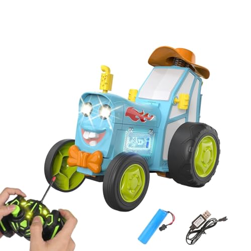 Jumping Stunt Car Toys, Fernsteuerung Stuntauto, Verrücktes Springendes Auto, Tanzendes Autospielzeug mit Musiklichtern, 90° Aufrechtes Fahren, Wiederaufladbares Spielzeugauto für Kinder (Blau) von LUCKKY