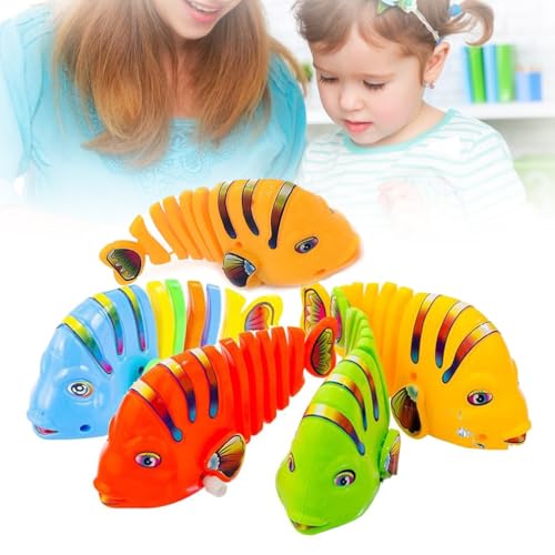 LUCKKY 5 Stück Plastic Wind-Up Wiggle Fish Toys, Uhrwerk Schwingendes Zeichentrickfischspielzeug, Kunststoff Mini Fisch Spielzeug, Interaktives Katze Spielzeug - Zufällige Farbe von LUCKKY