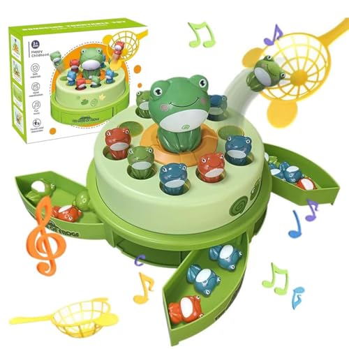 LUCKKY Bounce and Catch Game, Hüpfen und Fangen Spiel, Frosch-Pop-Out-Fangspielzeug, Musikalisches Drehen Frosch Pop up Brettspiel, Eltern-Kind Interaktive Tabletop-Familienspiele von LUCKKY