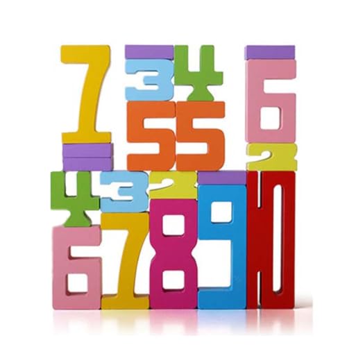 LUCKKY Children's Digital Building Blocks, Zahlenbausteine für Kinder, Zahlen-Holzbauklötze-Set, Holz Zahlenblock Spielzeug Set für Kinder, Montessori Stapelspielzeug Zahlenpuzzle-Blöcke von LUCKKY