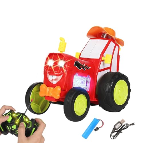 LUCKKY Jumping Stunt Car Toys, Fernsteuerung Stuntauto, Verrücktes Springendes Auto, Tanzendes Autospielzeug mit Musiklichtern, 90° Aufrechtes Fahren, Wiederaufladbares Spielzeugauto für Kinder (Rot) von LUCKKY