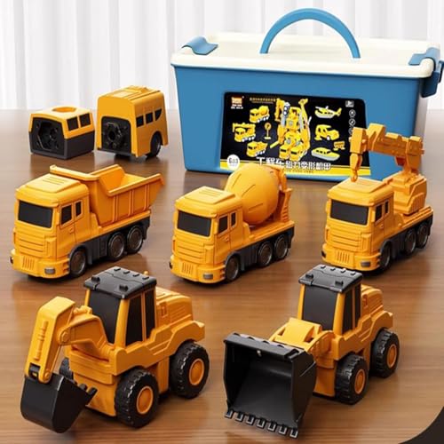 LUCKKY Modular Transforming Toy Set, Modulares Transformations-Spielzeugset, Kinder Spielen Baufahrzeuge, Magnetisches Transform-Engineering-Auto Zusammengebautes Spielzeug (16 Stück) von LUCKKY