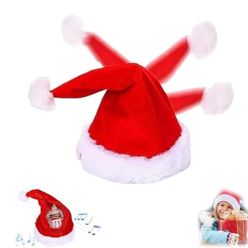 LUCKKY Sherum Jollydance, Electric Music Swinging Plush Christmas Hat, Elektrisch tanzend Plüsch-Weihnachtsmütze, Interaktive musikalische Weihnachtsmütze, Rockende Weihnachtsmütze für Party-Dekor von LUCKKY