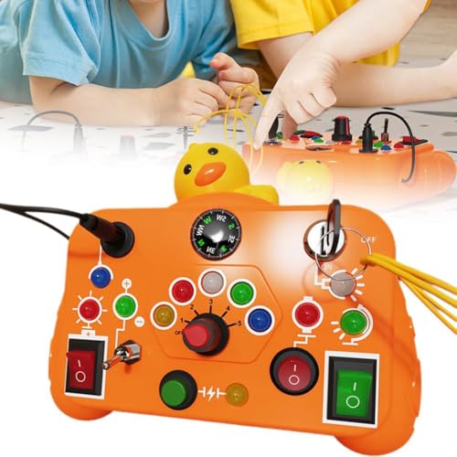 LUCKKY Spielzeug Busy Board mit LED Lichtschalter, Montessori Spielzeug Busy Board, Activity Board Motorikspielzeug mit 12 LED 8 Schalter Sensorik Spielzeug Lernspielzeug für Babys und Kleinkinder von LUCKKY