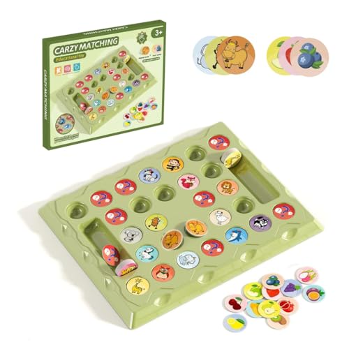 LUCKKY Two-Player Board Game, Animal Memory Game Board, Tier-Memory-Spielbrett, Tier- und Obst-Flip-Kartenspiel, Pädagogisches Familien-Memory-Brettspiel Spielzeug, Feinmotorikspielzeug von LUCKKY