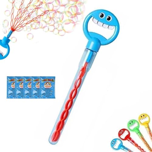 Magical 5-Claw Smiley Bubble Stick, 32 Loch Blasenstab mit Lächelndem Gesicht, 5-Klauen Blasenmaschine Kinder, Seifenblasen Maker, Seifenblasen Stäbe Spielzeug (Blau) von LUCKKY