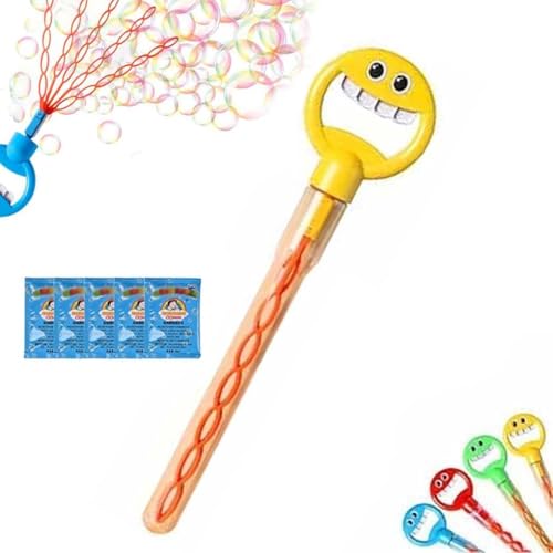 Magical 5-Claw Smiley Bubble Stick, 32 Loch Blasenstab mit Lächelndem Gesicht, 5-Klauen Blasenmaschine Kinder, Seifenblasen Maker, Seifenblasen Stäbe Spielzeug (Gelb) von LUCKKY