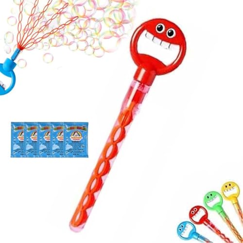 Magical 5-Claw Smiley Bubble Stick, 32 Loch Blasenstab mit Lächelndem Gesicht, 5-Klauen Blasenmaschine Kinder, Seifenblasen Maker, Seifenblasen Stäbe Spielzeug (Rot) von LUCKKY