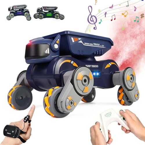 Multifunctional Stunt Mechanical Dog Car Toy, Roboter Hund Kinder Ferngesteuerter Spielzeug, 2.4GHz Gesten-Sensor Rc Stunt Auto, 360° drehbares Roboter-Hundespielzeug mit Spray und Licht (Orange) von LUCKKY