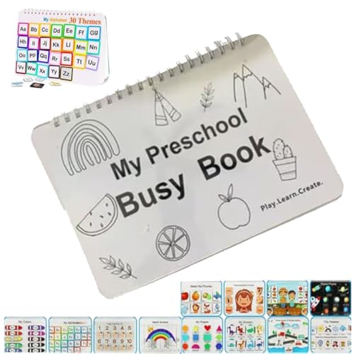 My Preschool Busy Book, Vorschulische Lernaktivitäten, Arbeitsbuch Activity Binder Spielzeug für Kleinkinder, Montessori-Busy Aktivität Book für Kinder, Motorikspielzeug, Sensorisches Lernspielzeug von LUCKKY