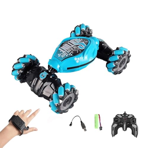 Rc Car Gesture Control, Sherum Rc Car, 2,4GHz 360° Drehbares RC Auto, Sherum Gestensensor Rc Stunt Auto mit Licht, doppelseitig drehbares Geländewagen (Blau) von LUCKKY