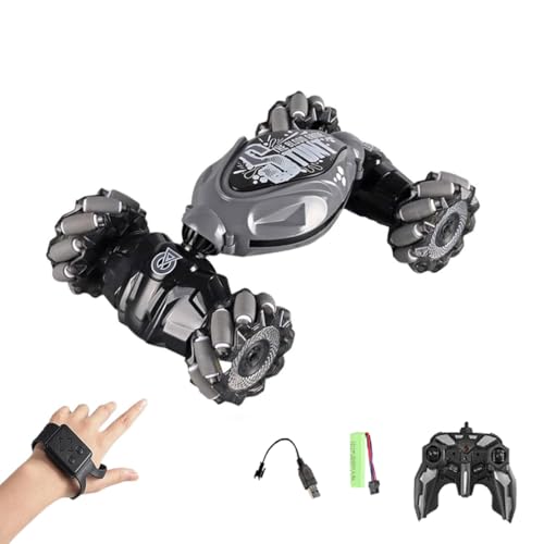 Rc Car Gesture Control, Sherum Rc Car, 2,4GHz 360° Drehbares RC Auto, Sherum Gestensensor Rc Stunt Auto mit Licht, doppelseitig drehbares Geländewagen (Grau) von LUCKKY