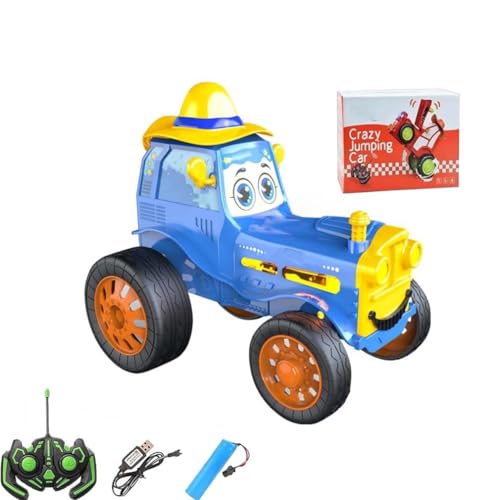 Stunt Car with Lights & Music,Jumping Stunt Car Toys, Verrücktes springendes Auto, Fernsteuerung Stuntauto mit Musik & Licht, 360° Rotation wiederaufladbares ferngesteuertes verrücktes Auto (Blau) von LUCKKY