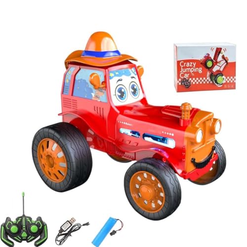 Stunt Car with Lights & Music,Jumping Stunt Car Toys, Verrücktes springendes Auto, Fernsteuerung Stuntauto mit Musik & Licht, 360° Rotation wiederaufladbares ferngesteuertes verrücktes Auto (Rot) von LUCKKY