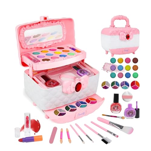 Waschbares Make-up-Schönheitsset für Kinder, Kinderschminke Set, Kinder Schminkkoffer Mädchen Spielzeug, Mädchen Kinder Make Up Set Halloween Weihnachts Geburtstags Geschenke (A) von LUCKKY