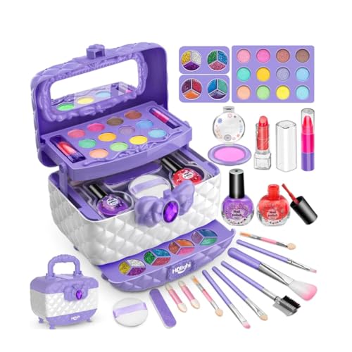 Waschbares Make-up-Schönheitsset für Kinder, Kinderschminke Set, Kinder Schminkkoffer Mädchen Spielzeug, Mädchen Kinder Make Up Set Halloween Weihnachts Geburtstags Geschenke (B) von LUCKKY