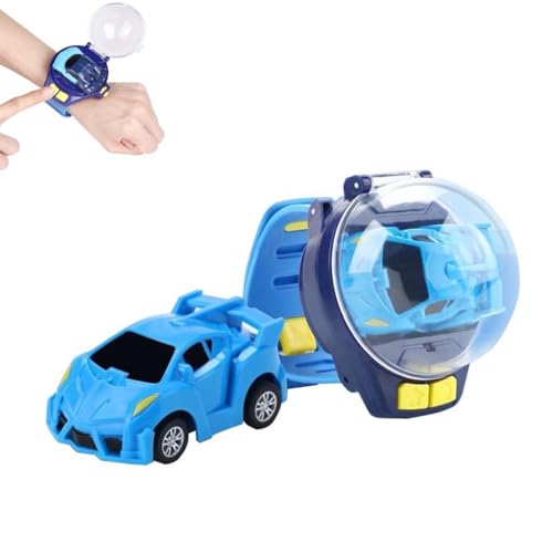 Watch Remote Control Car Toy, Mini Ferngesteuertes Auto Uhr Spielzeug, 2.4 GHz abnehmbare Rennwagen Armbanduhr Spielzeug, RC Armband Auto Spielzeug USB Ladegerät RC Stunt Auto für Kinder (Blau) von LUCKKY