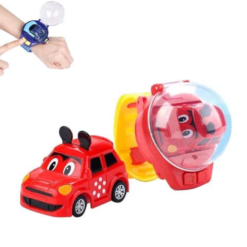 Watch Remote Control Car Toy, Mini Ferngesteuertes Auto Uhr Spielzeug, 2.4 GHz abnehmbare Rennwagen Armbanduhr Spielzeug, RC Armband Auto Spielzeug USB Ladegerät RC Stunt Auto für Kinder (Rot-A) von LUCKKY