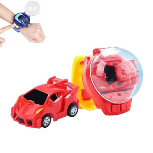 Watch Remote Control Car Toy, Mini Ferngesteuertes Auto Uhr Spielzeug, 2.4 GHz abnehmbare Rennwagen Armbanduhr Spielzeug, RC Armband Auto Spielzeug USB Ladegerät RC Stunt Auto für Kinder (Rot-B) von LUCKKY